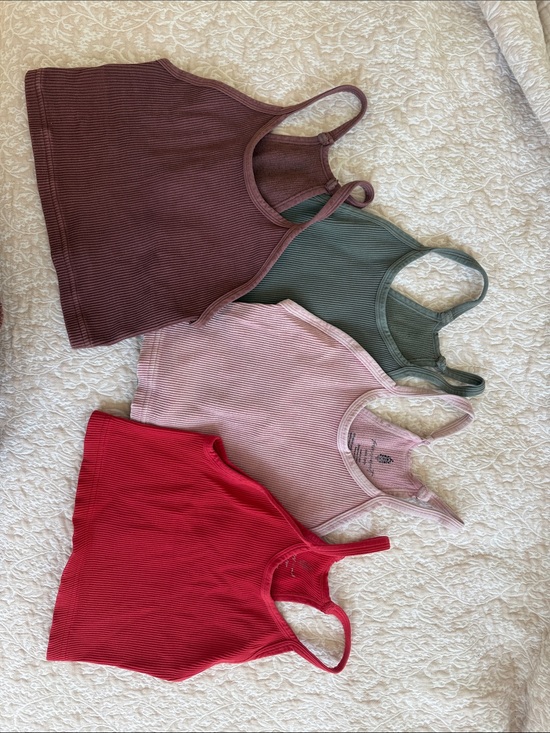 FP Movement by Free People Tops - Ribbed Cropped Tank Tops - 4 Pack (Mauve, Olive, Blush, Red)